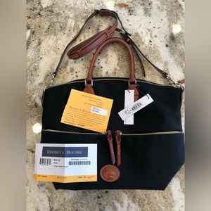 Dooney & Bourke Canvas Black/Tan Large Pocket Satchel.